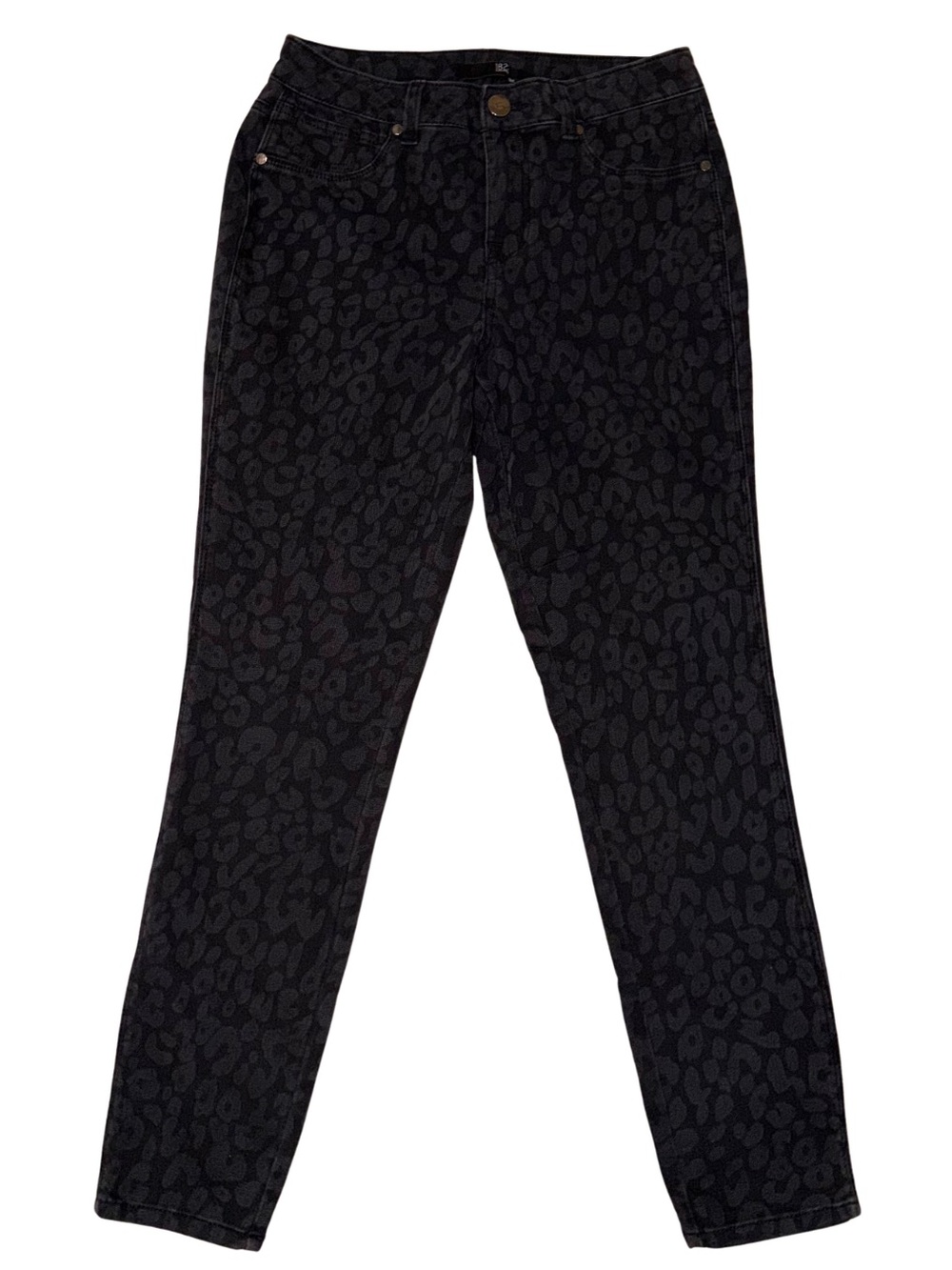 1822 Denim Size 6 Black Leopard Print Stretch Skinny Jeans